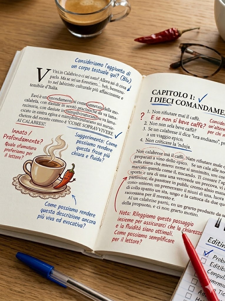 Lavoro di editing su manoscritto